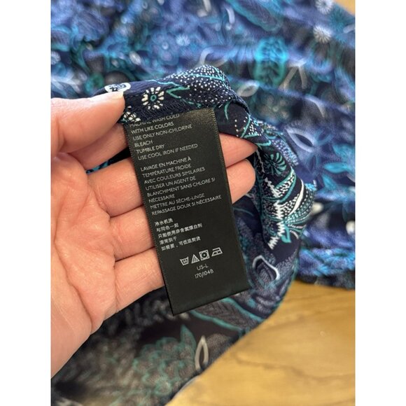 Anthropologie Maeve Floral Button Up Blouse Boho Size L Pleated Ruffles Peasant - Picture 10 of 13